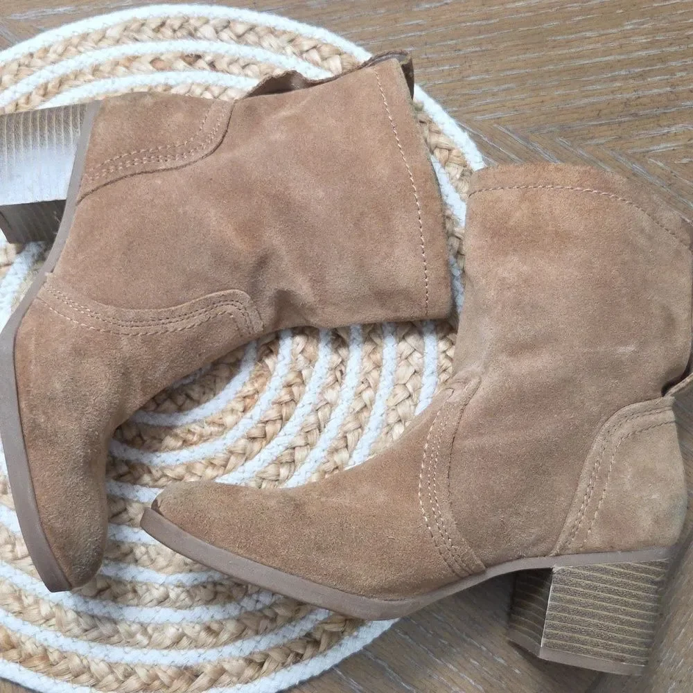 WHITE MOUNTAIN SUEDE LEATHER BERNATA ANKLE BOOTS CHESTNUT SZ 8
